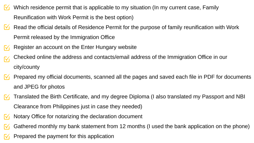 living in Hungary as a foreigner residence permit checklist