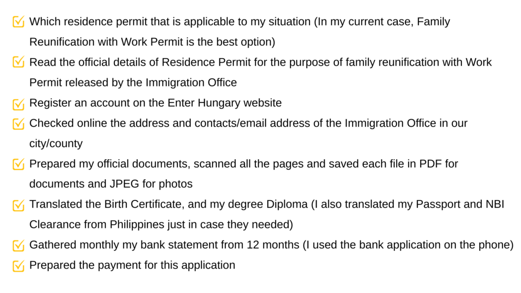 living in Hungary as a foreigner residence permit checklist