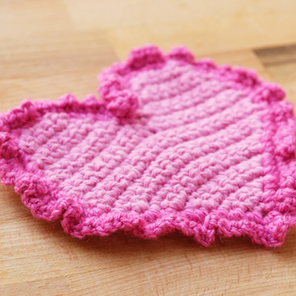 Heart Mug Coaster Woolshie Crochet Pattern finishing first part