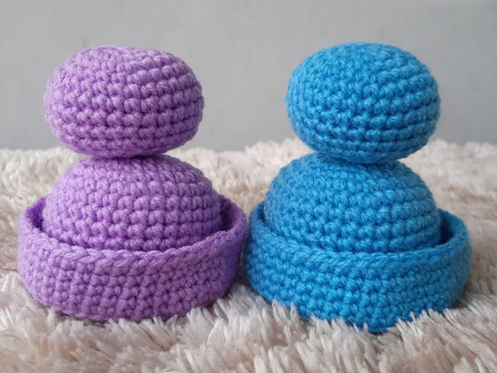 sort and balance crochet purple and blue set
