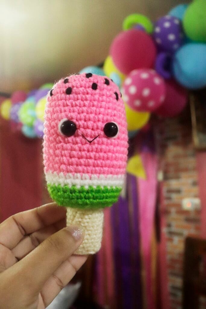 Watermelon fruity Ice Pops Crochet Pattern by Woolshie