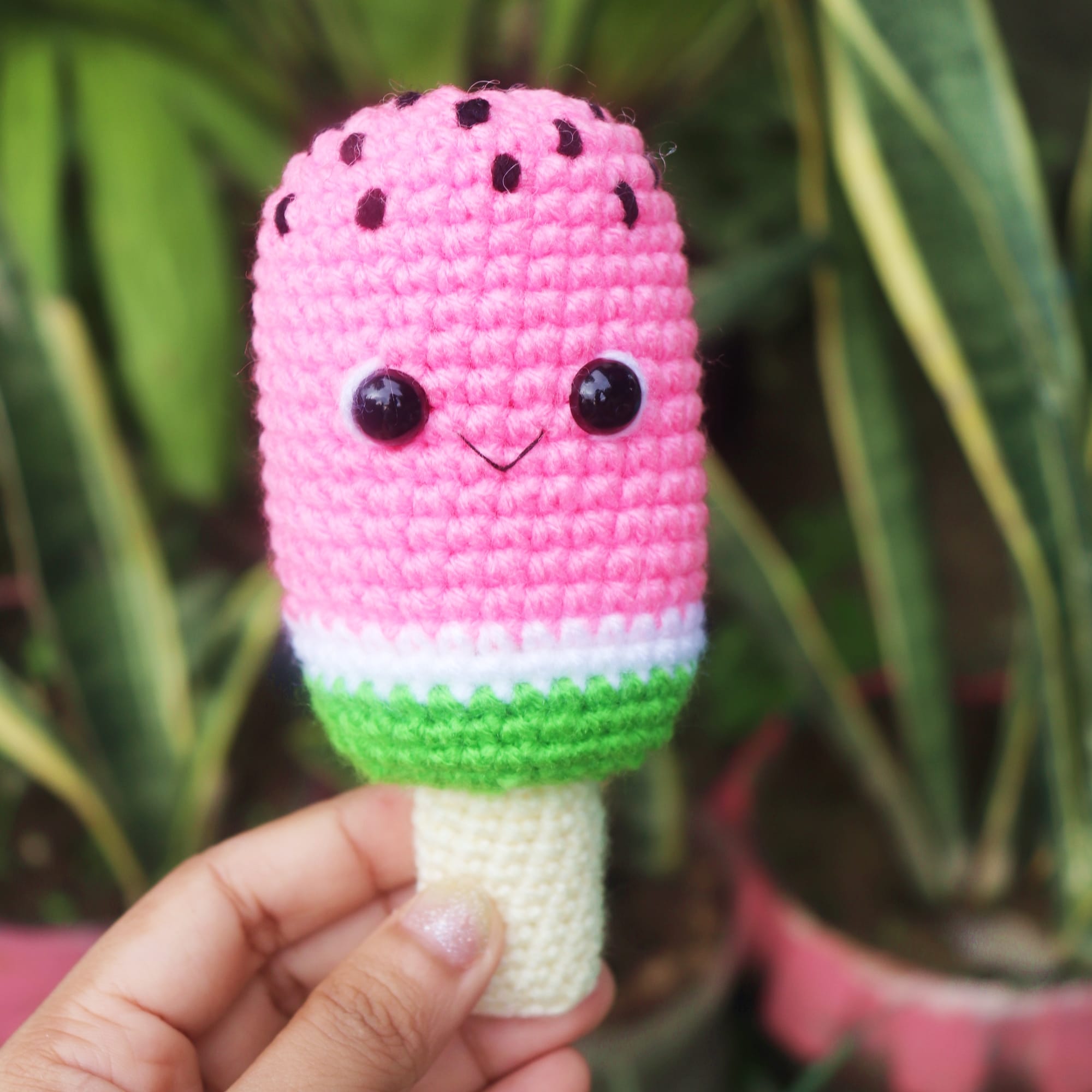 Watermelon fruity Ice Pops Crochet Pattern by Woolshie