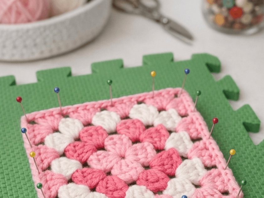 How to block crochet like granny square and lay-flat makes