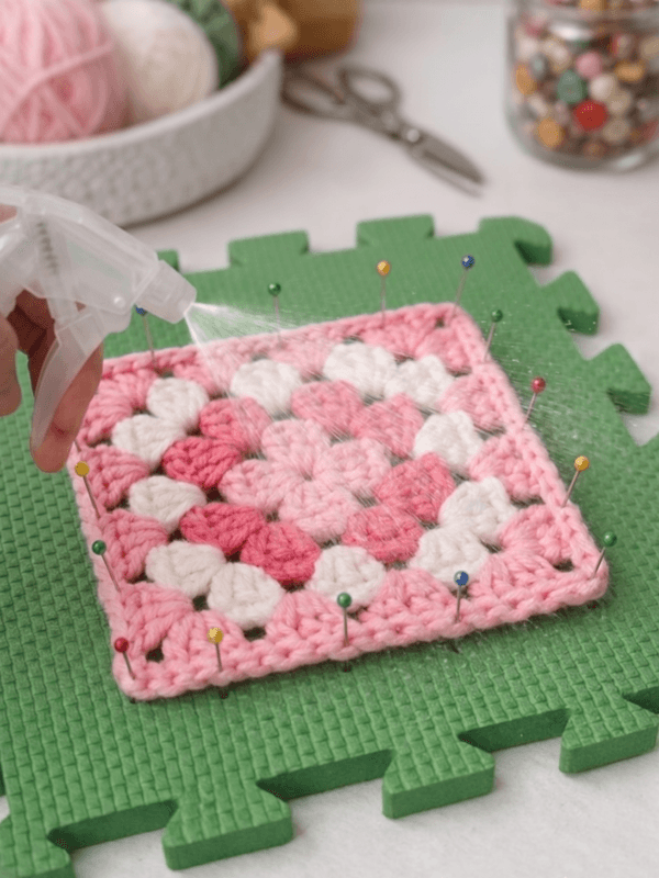 tips to have a blocked granny square on the foam mats